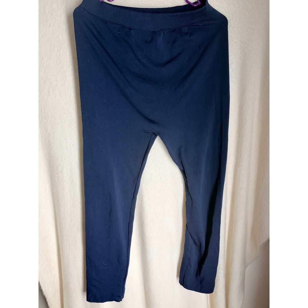 Feathers Navy Blue High Waisted Leggings Women Plus Size 2X 3X Stretch Knit